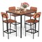 Costway 5-Piece Industrial Dining Table Set with Counter Height Table & 4 Bar Stools Black/Grey/Walnut